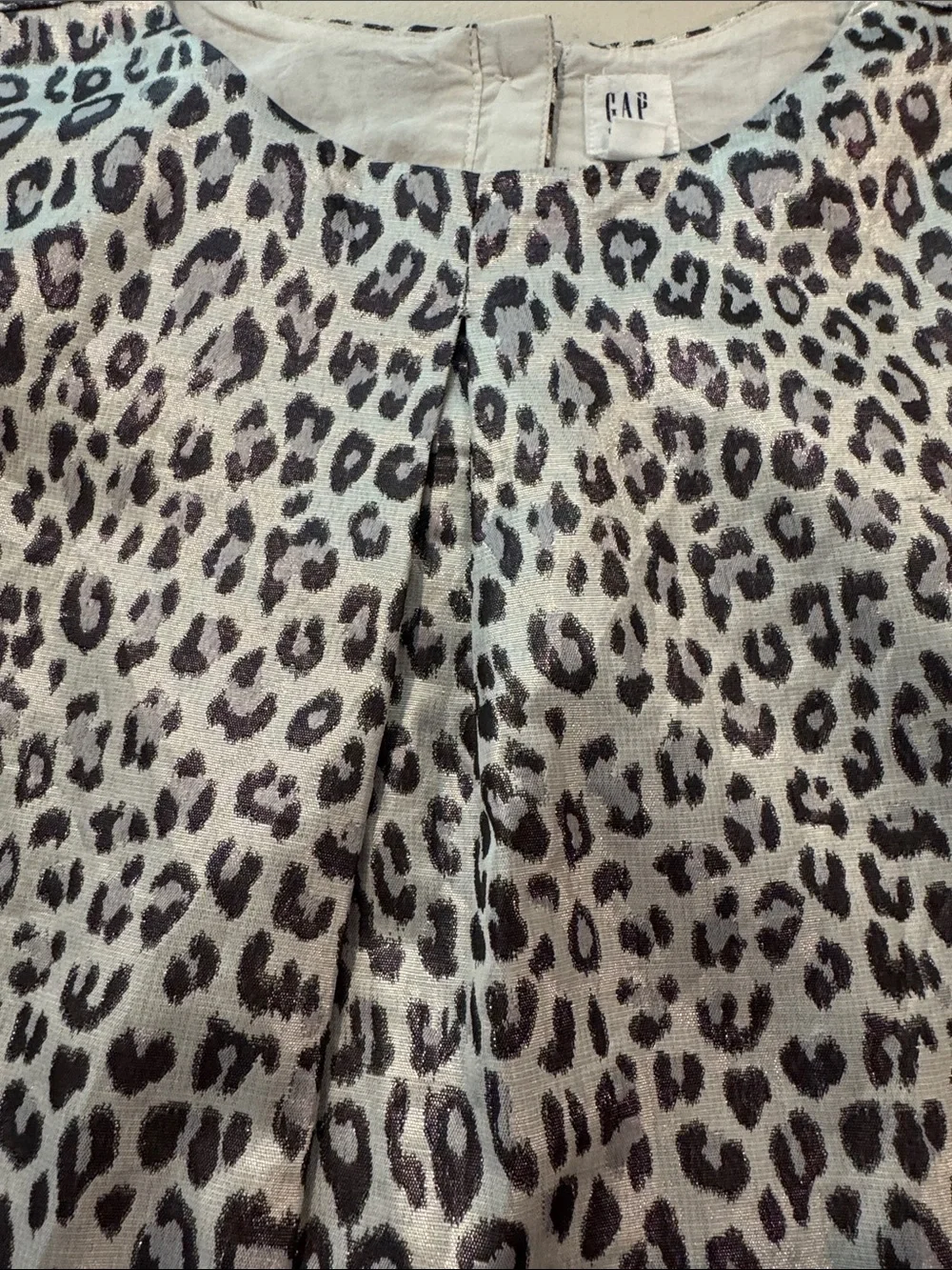 GAP Leopard Print Shift Dress in Cream and Black with subtle shimmer